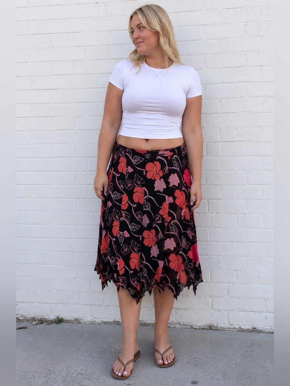 Vintage Y2K Grunge Fairy Midi Skirt Black Pink Size 10 Festival whimsigoth flowy
